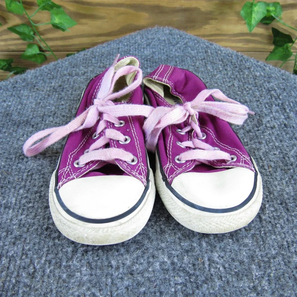 Converse Girls‎ Sneaker Low Top Sz T 9 Medium Purple Fabric Lace Up